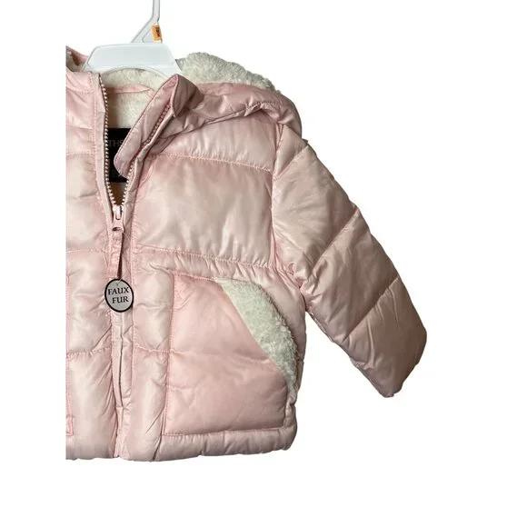 Rothschild Jacket Baby Girls Sz 12 Months Kids Puffer Coat Winter Fall Pink Hood